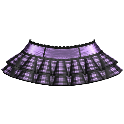 Light Purple Emo Gothic Plaid Layered Ruffle Skirt