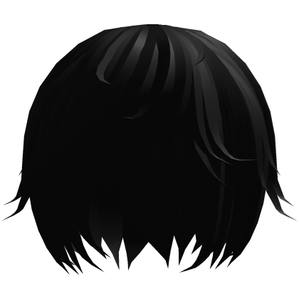 (×_×) black emo anime wavy hair w tufts  Roblox item