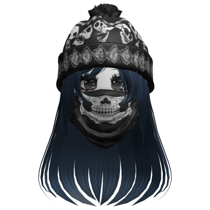 cute moe girl with emo skull beanie + mask