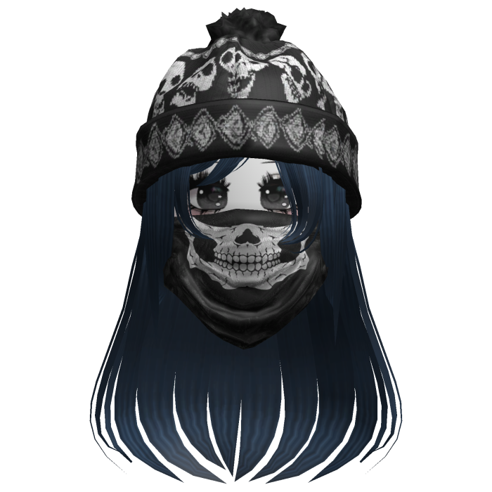 cute moe girl with emo skull beanie + mask