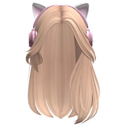 Gamer Girl Hair w/ Cute Cat Headphones (Blonde) Roblox item
