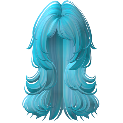 ocean blue layered long wispy fluffy emo haircut 