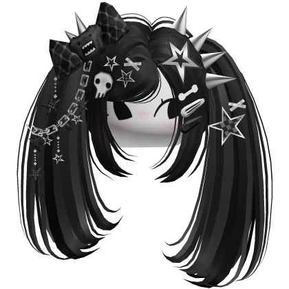 ♡ Scene Spiky Moe Pigtails (Black)