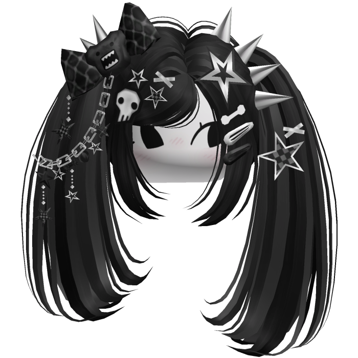 ♡ Scene Spiky Moe Pigtails (Black)
