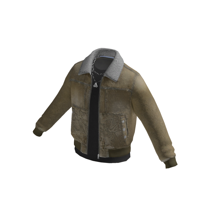 Fleece Collar Denim Jacket (Beige)