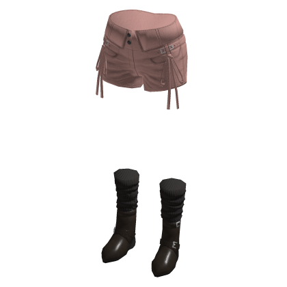 Y2K Drawstring Shorts w/ Boots & Socks (Pink)