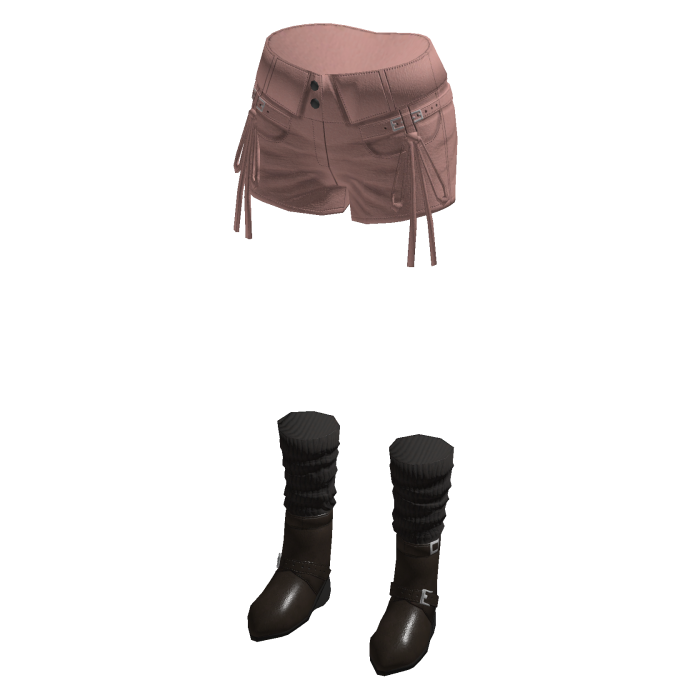 Y2K Drawstring Shorts w/ Boots & Socks (Pink)