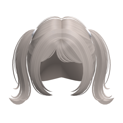 cute twirly wispy pigtails in light grey
