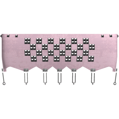 Pink emo studded checker tube top w/ safety pins