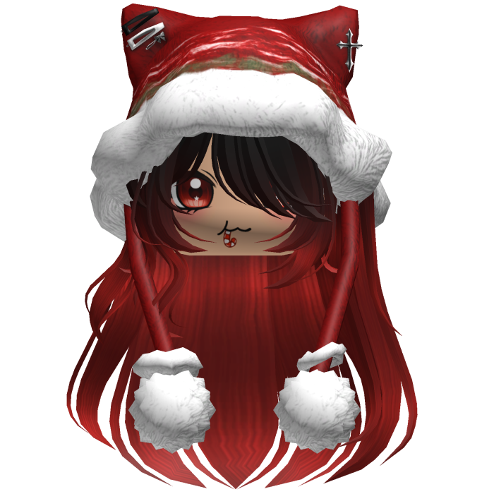 Long Black and Red hair cute Christmas hat Y2k