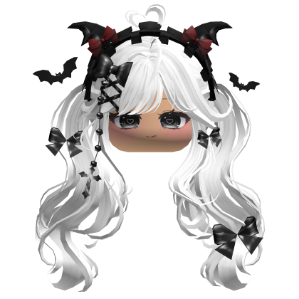 Goth Wavy Pigtails w/Headband (White)