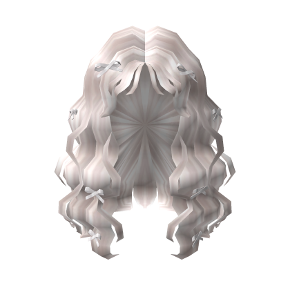Curly White Hair with Cute White Ribbons Roblox item