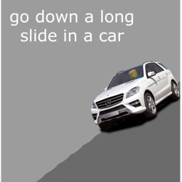 go down a long slide in a car icon