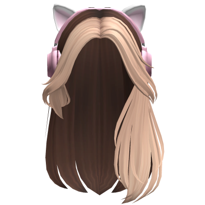 Gamer Girl Hair w/ Cat Headphones (Brown & Blonde) Roblox item