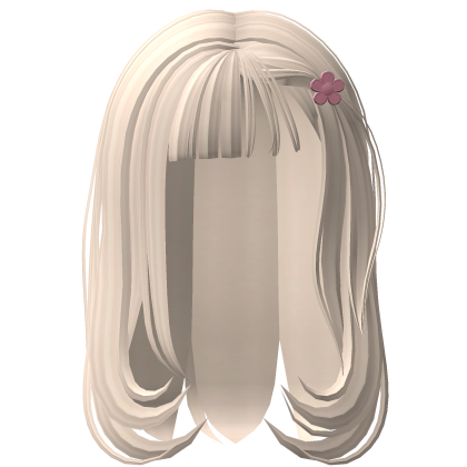 Long Straight Hair with Flower Hairclip (Beige)