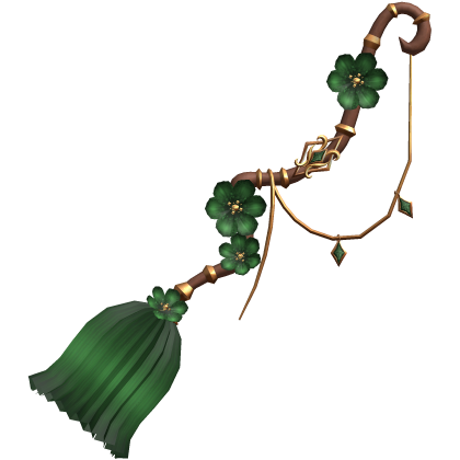 Enchanted whimsy Petal Witch Broom - Green/Gold Roblox item