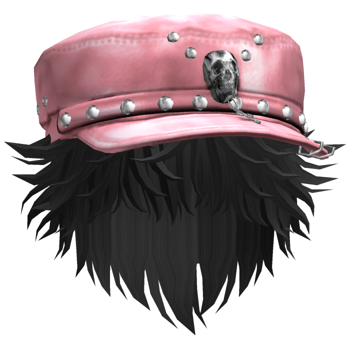 Fluffy Emo Pink Beret Y2K Boy Hair (Black)