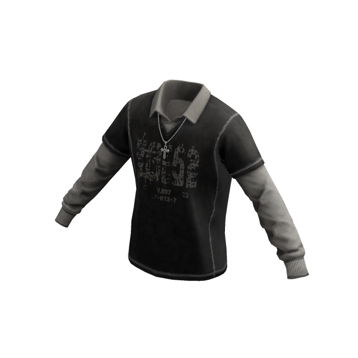 Grunge 52 Polo w/ Long Sleeve & Chain (Black)