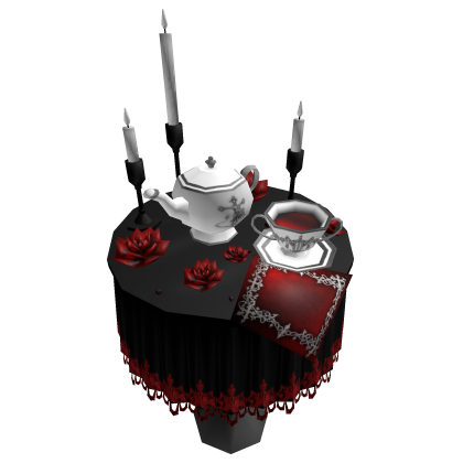 romantic red rosed tea table (x . x)