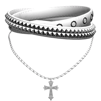 Emo White Studded Belt Choker Roblox item