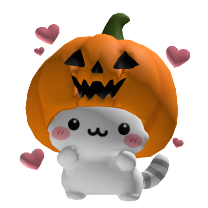 White Cat with a Pumpkin Hat