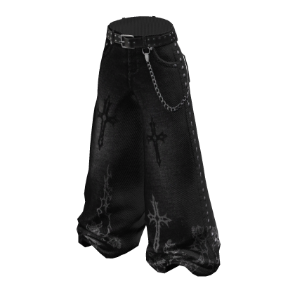 Baggy Punk Goth Jeans Black