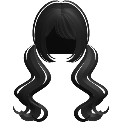 ♡ ꒱  dreamy wavy low pigtails in black