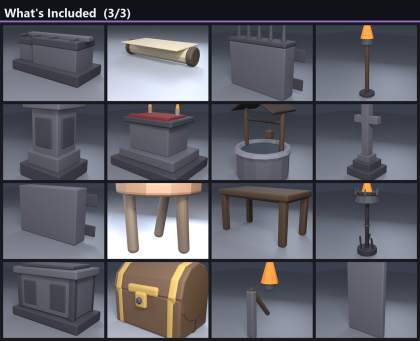 Dark Fantasy Gothic Props Pack x50 Cathedral preview 3