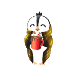 Cute christmas penguin with yellow blanket
