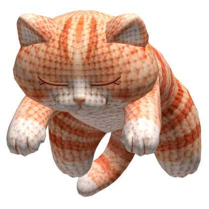 Cute Sleeping Cat on Head - Orange Yarn Crochet