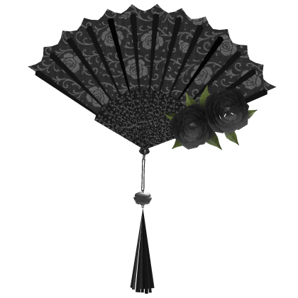 Traditional Floral Fan In Black