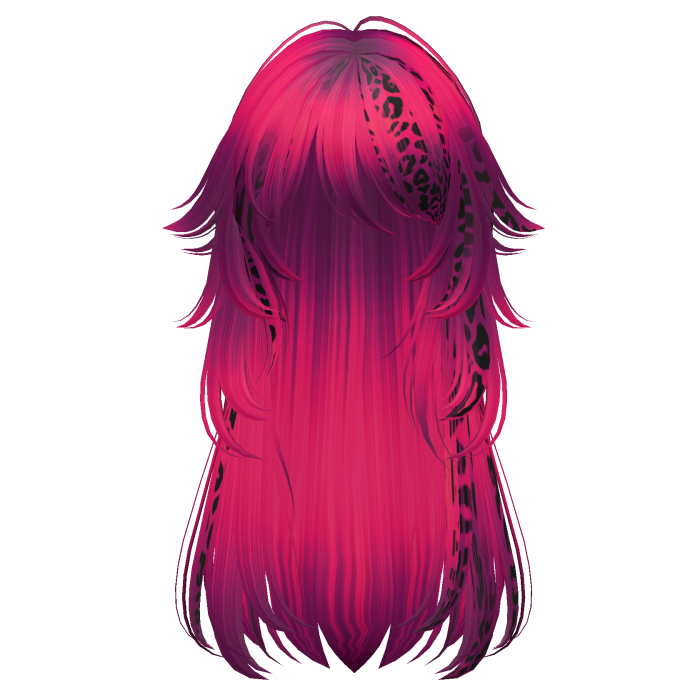 long fluffy leopard hair with tufts (fuschia pink)