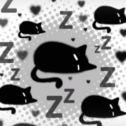Sleepy Black Cat Emo Background
