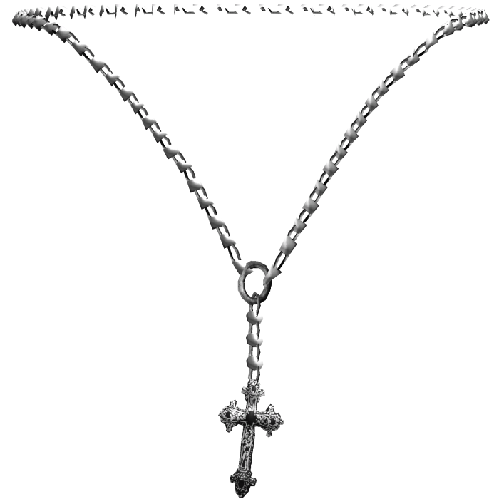 1.0 Emo Vkei Silver Beaded Cross Rosary 