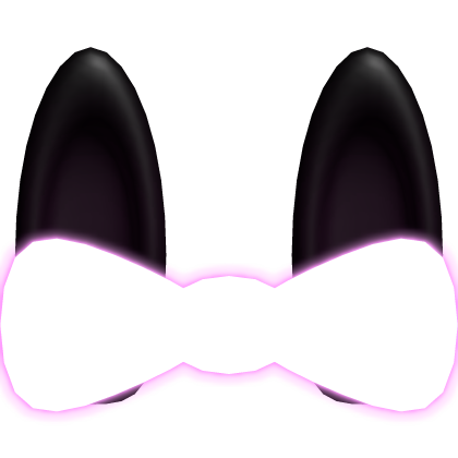 (GLOWING) adorable black bunny ears w pink bow Roblox item