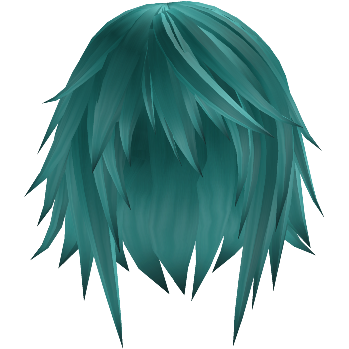 short straight emo hair (teal)