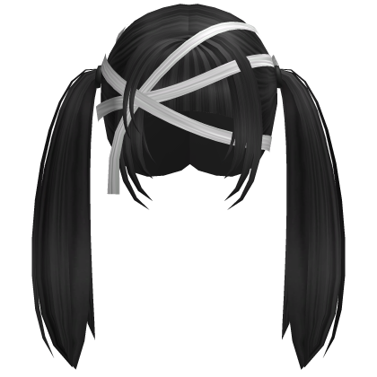 Black Twin Ponytail Hair w/ Head Bandage Roblox item