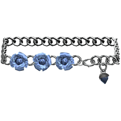 3.0 Blue Silver Rose Flower Waist Chain Belt