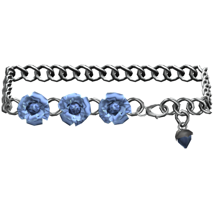 3.0 Blue Silver Rose Flower Waist Chain Belt