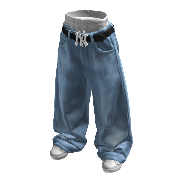 Baggy Light Blue Belted Jeans