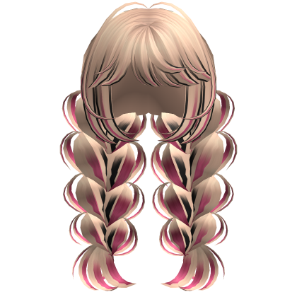 Fluffy Messy Back Braids (Multitone Pink) Roblox item