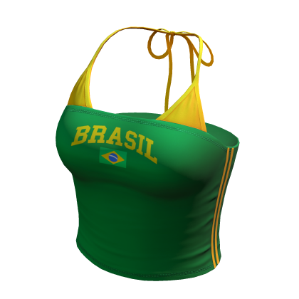 Green Brazil Flag Halter Top Football Tee Shirt thumbnail