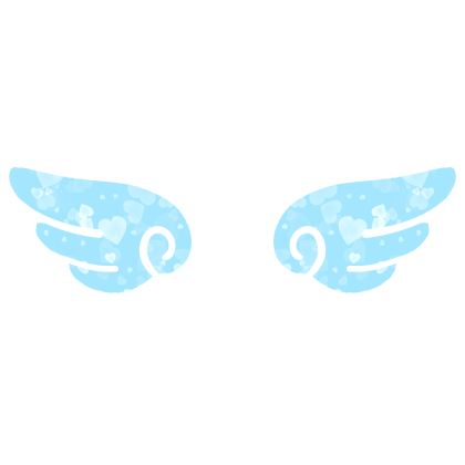 ♡ Cute Glowing Angel Chibi Wings Blue Hearts