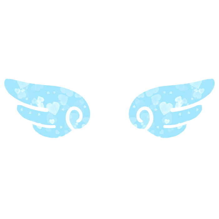 ♡ Cute Glowing Angel Chibi Wings Blue Hearts