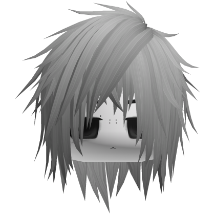 Messy emo gothic grey straight hair with face Roblox item