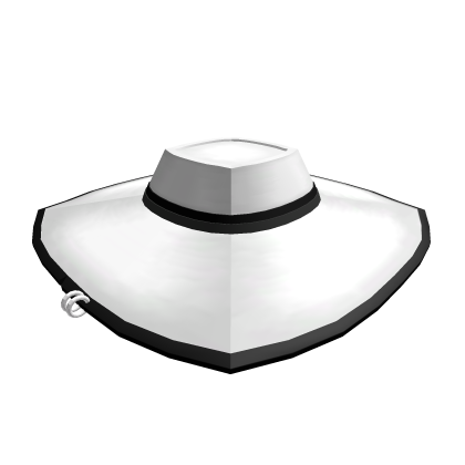 White Wide Brim Hat w/ Double Band & Piercings
