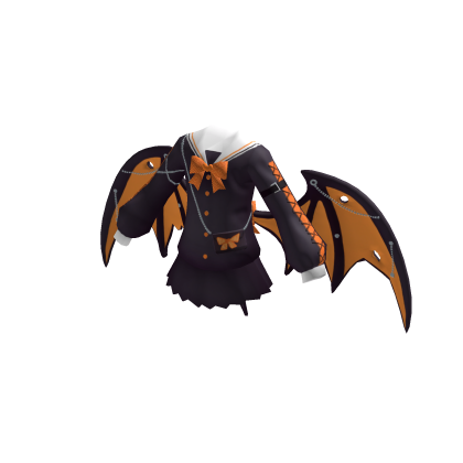Halloween 💀 Orange Dress with Wings - BAT Suit