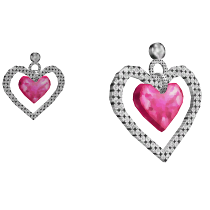 Pink Heart Silver Earrings