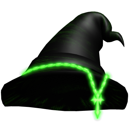 (EMISSIVE) Black Witch Hat w/ Green Glowing Chain