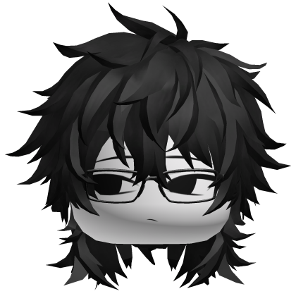 Black Emo Messy Spiky Anime Boy Hair w/ Glasses